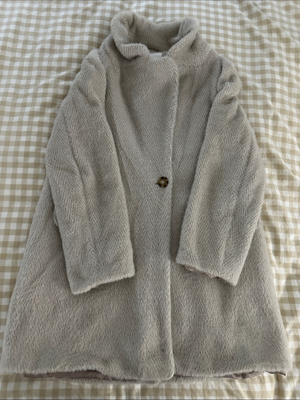 Gianni Bini Plush Teddy Coat in Light Taupe